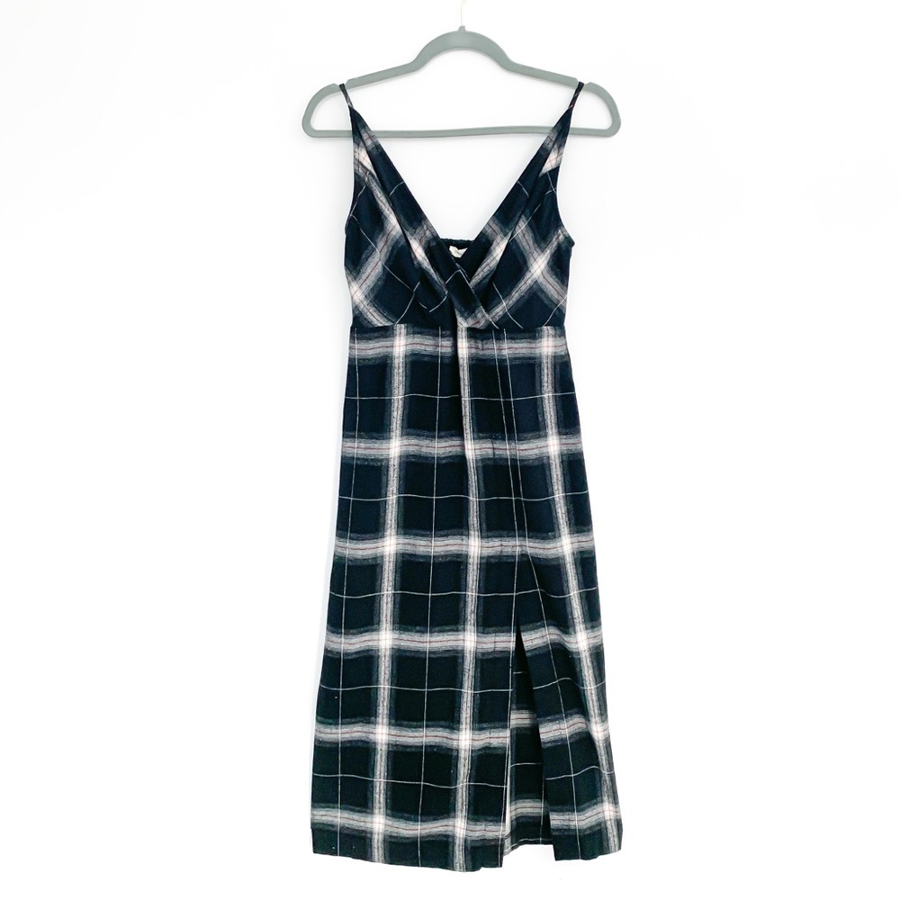 Grade & Gather Plaid Flannel Black Midi Dress - Picture 2 of 8